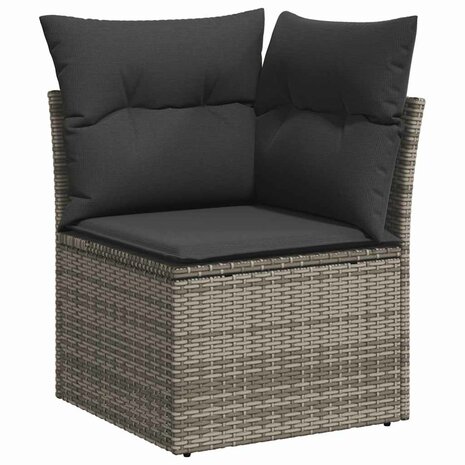 7-delige Loungeset met kussens poly rattan grijs 5
