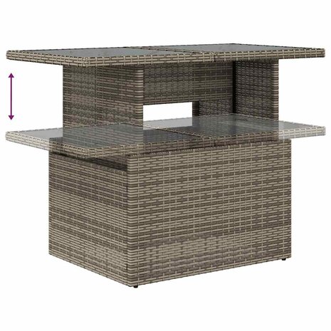 7-delige Loungeset met kussens poly rattan grijs 12