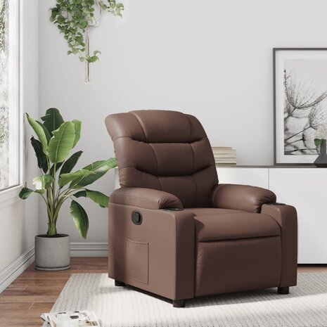 Fauteuil verstelbaar kunstleer bruin 1