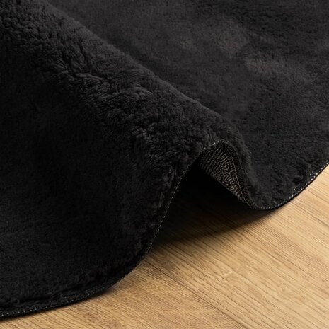 Vloerkleed HUARTE laagpolig zacht wasbaar Ø 100 cm zwart 6