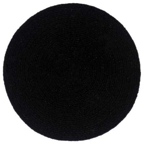 Placemats 6 st rond 38 cm katoen effen zwart  2