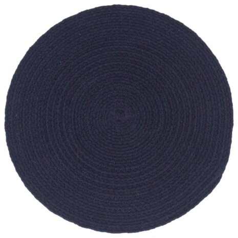 Placemats 6 st rond 38 cm katoen effen marineblauw  2