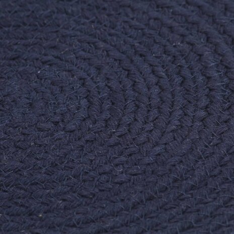 Placemats 6 st rond 38 cm katoen effen marineblauw  3
