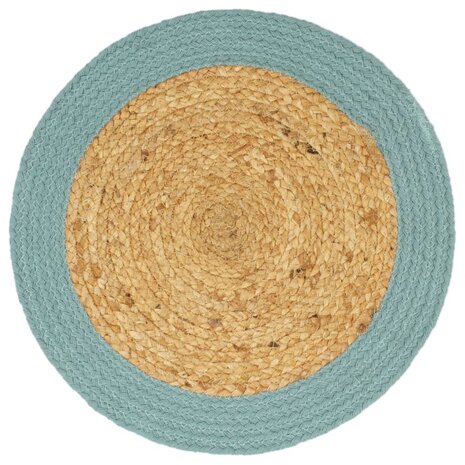 Placemats 4 st 38 cm jute en katoen natuurlijk en groen 2