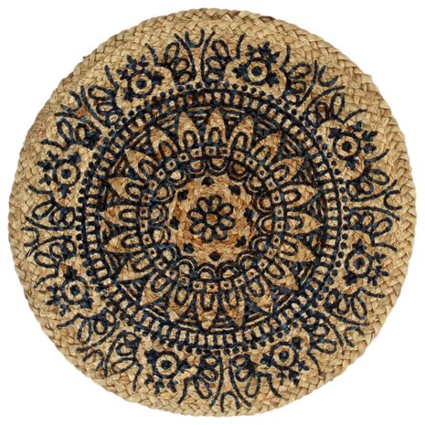 Placemats 4 st rond 38 cm jute donkerblauw 2