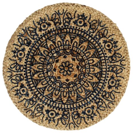 Placemats 6 st rond 38 cm jute donkerblauw 2