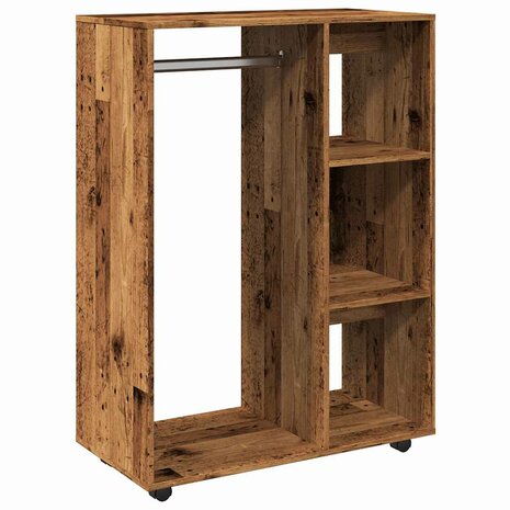 Kledingkast 80x40x110 cm bewerkt hout oud houtkleurig 2