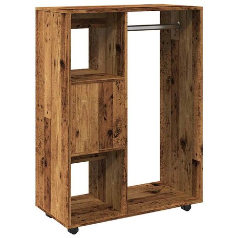 Kledingkast 80x40x110 cm bewerkt hout oud houtkleurig 7