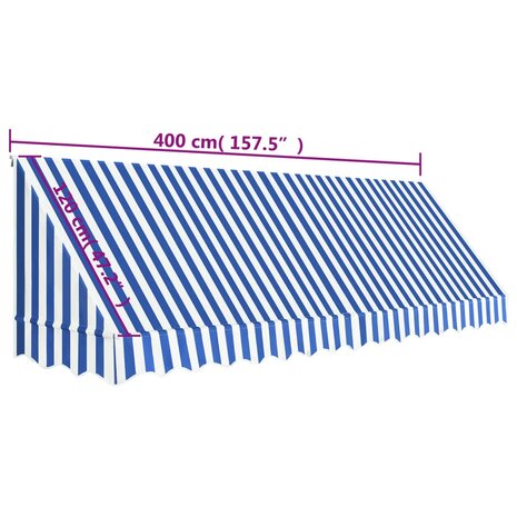 Luifel 400x120 cm blauw en wit 8