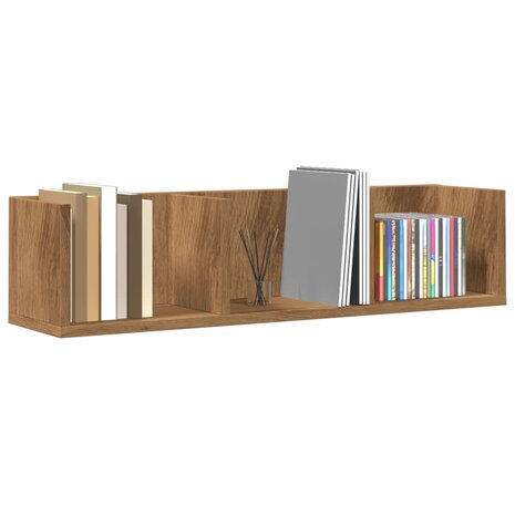CD-wandschap 75x18x18 cm bewerkt hout artisanaal eikenkleurig 1