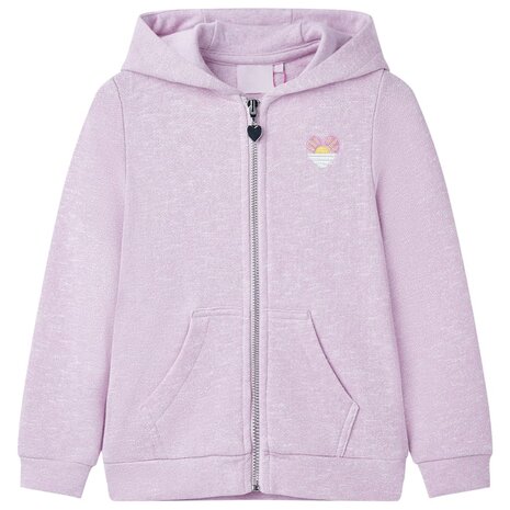Kindervest met capuchon en rits 116 gemengd lila 1