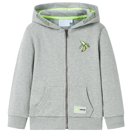 Kindervest met capuchon en rits 92 gemêleerd lichtkaki 1