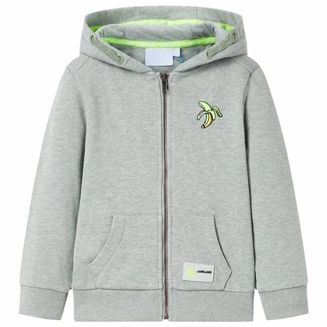 Kindervest met capuchon en rits 140 gemêleerd lichtkaki 1