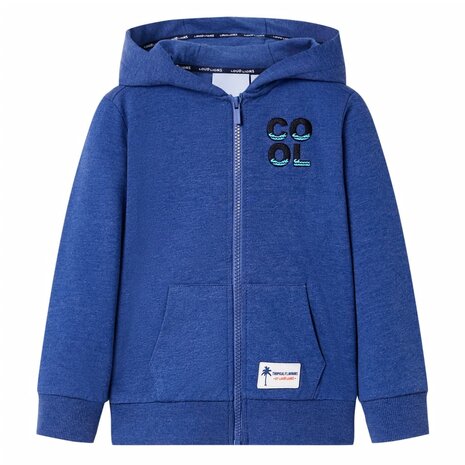 Kindervest met capuchon en rits 92 gemêleerd donkerblauw 1