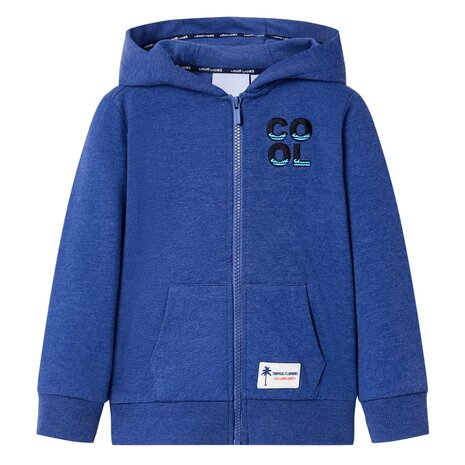Kindervest met capuchon en rits 116 gemêleerd donkerblauw 1