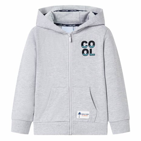 Kindervest met capuchon en rits 128 grijs 1