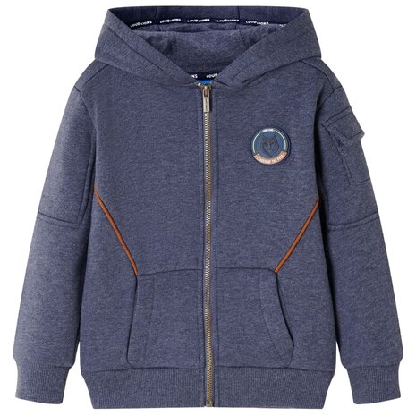 Kindervest met capuchon en rits 92 gemêleerd donkerblauw 1