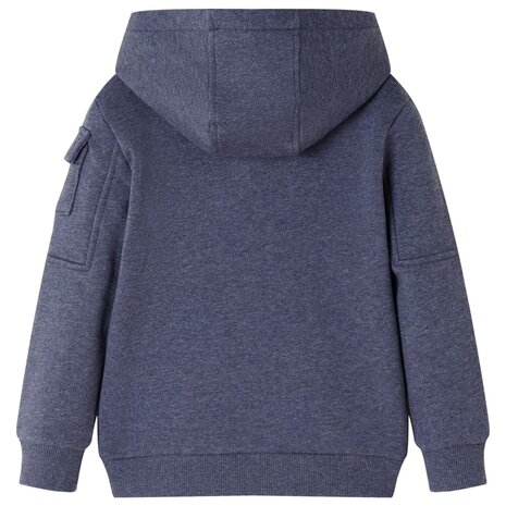Kindervest met capuchon en rits 116 gemêleerd donkerblauw 2