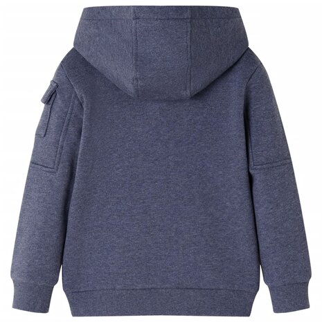 Kindervest met capuchon en rits 128 gemêleerd donkerblauw 2