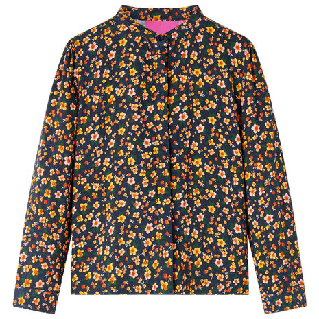 Kinderoverhemd met bandkraag 128 marineblauw 1