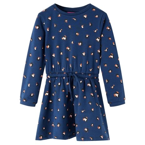 Kinderjurk met lange mouwen 92 marineblauw 1