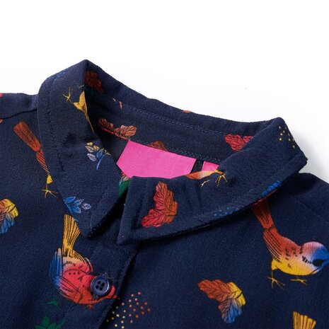 Kinderjurk met lange mouwen 128 marineblauw 3