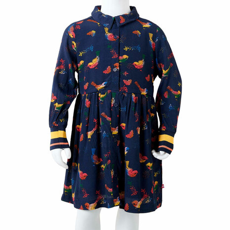 Kinderjurk met lange mouwen 128 marineblauw 8