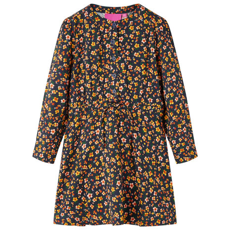 Kinderjurk met lange mouwen 128 marineblauw 1