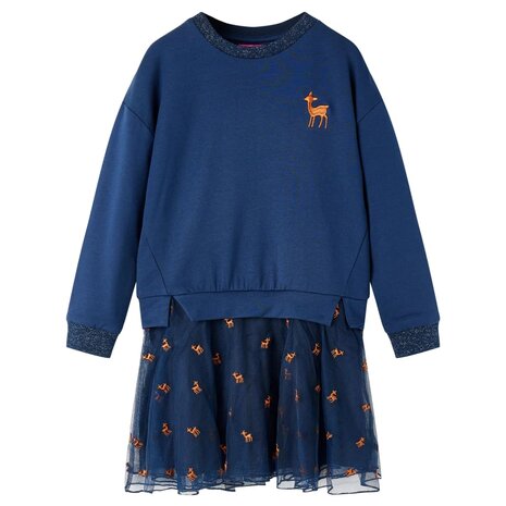 Kinderjurk met lange mouwen 92 marineblauw 1