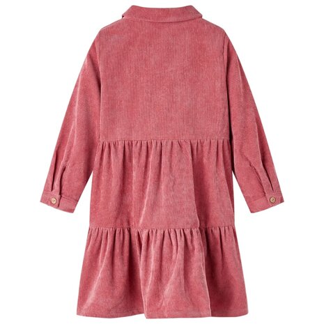 Kinderjurk met lange mouwen ribfluweel 92 oudroze 2