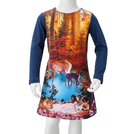 Kinderjurk met lange mouwen 92 marineblauw 8