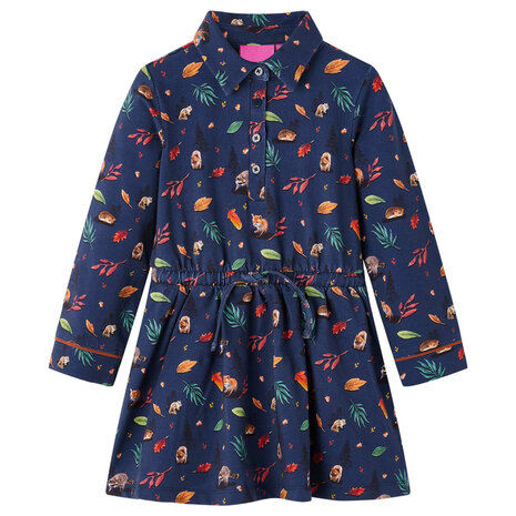Kinderjurk met lange mouwen 92 marineblauw 1