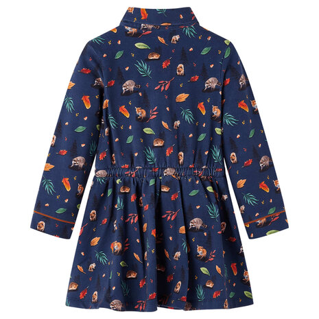 Kinderjurk met lange mouwen 92 marineblauw 2