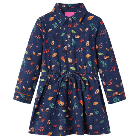 Kinderjurk met lange mouwen 116 marineblauw 1