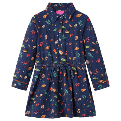 Kinderjurk met lange mouwen 140 marineblauw 1