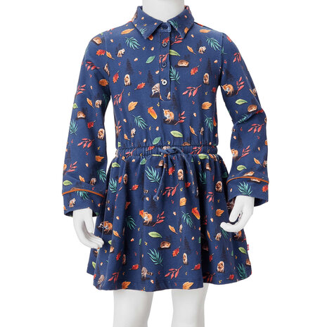 Kinderjurk met lange mouwen 140 marineblauw 8