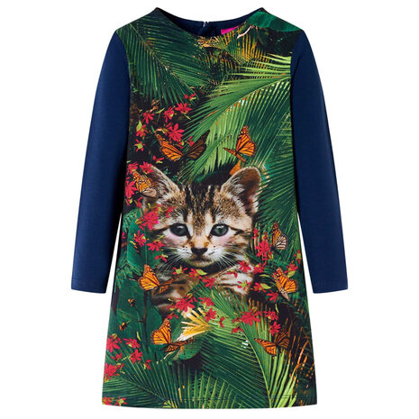 Kinderjurk met lange mouwen 92 marineblauw 1