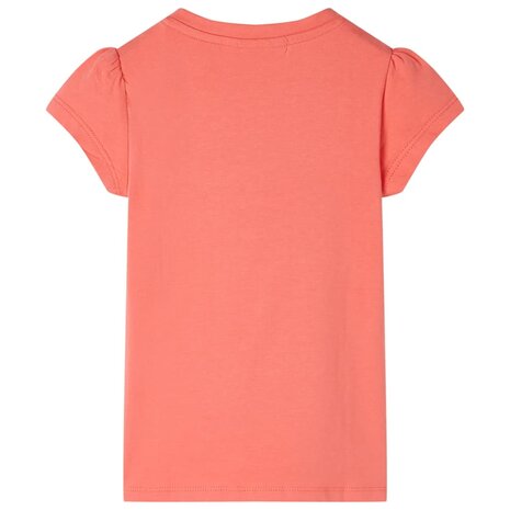 Kindershirt met kapmouwen 128 koraalkleurig 2