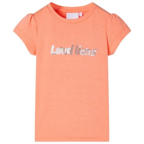 Kindershirt met kapmouwen 128 neonoranje 1