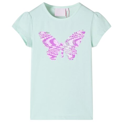 Kindershirt met kapmouwen 92 lichtmintkleur 1