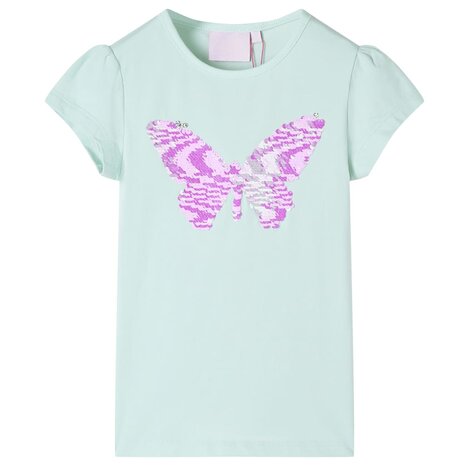 Kindershirt met kapmouwen 104 lichtmintkleur 1