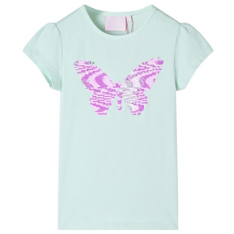 Kindershirt met kapmouwen 116 lichtmintkleur 1