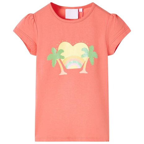 Kindershirt 104 koraalkleurig 1