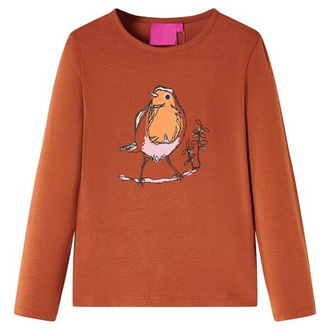Kindershirt met lange mouwen 92 cognackleurig 1