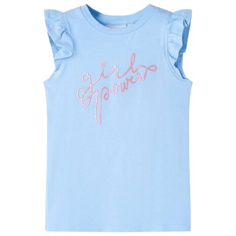 Kindershirt met ruches aan de mouwen 128 lichtblauw 1