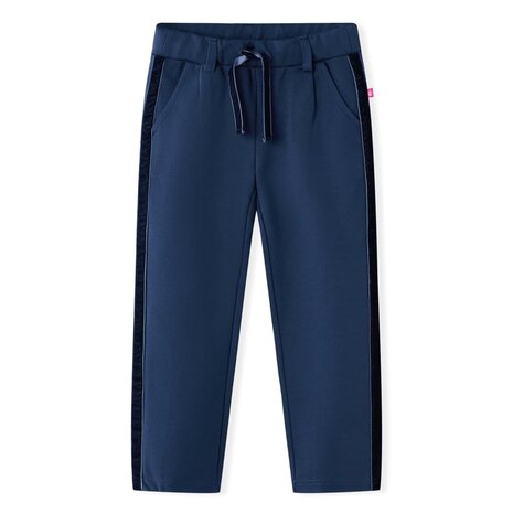Kinderbroek met zwarte bies 128 marineblauw 1