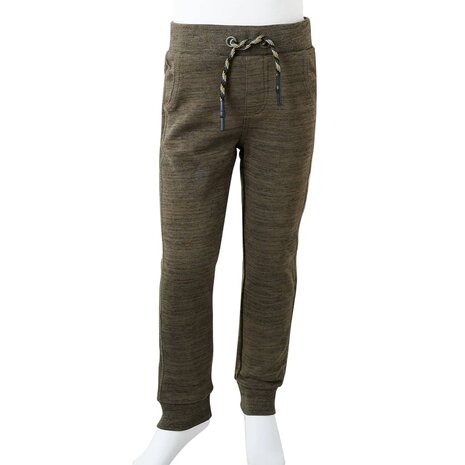 Kinderjoggingbroek 128 gemêleerd donker kaki 8