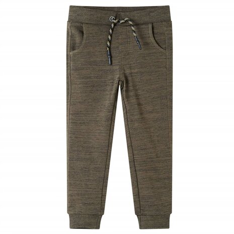 Kinderjoggingbroek 140 gemêleerd donker kaki 1