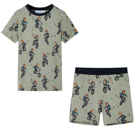 Kinderpyjama met korte mouwen 104 lichtkaki 1