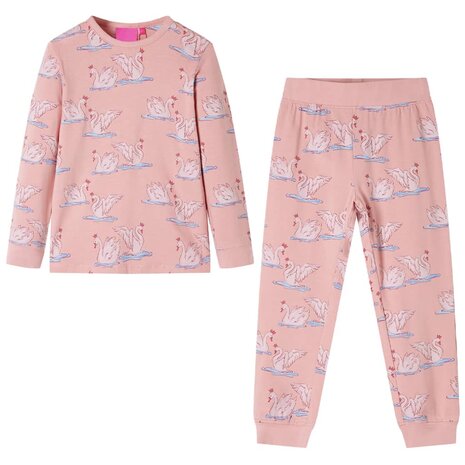 Kinderpyjama met lange mouwen 128 lichtroze 1